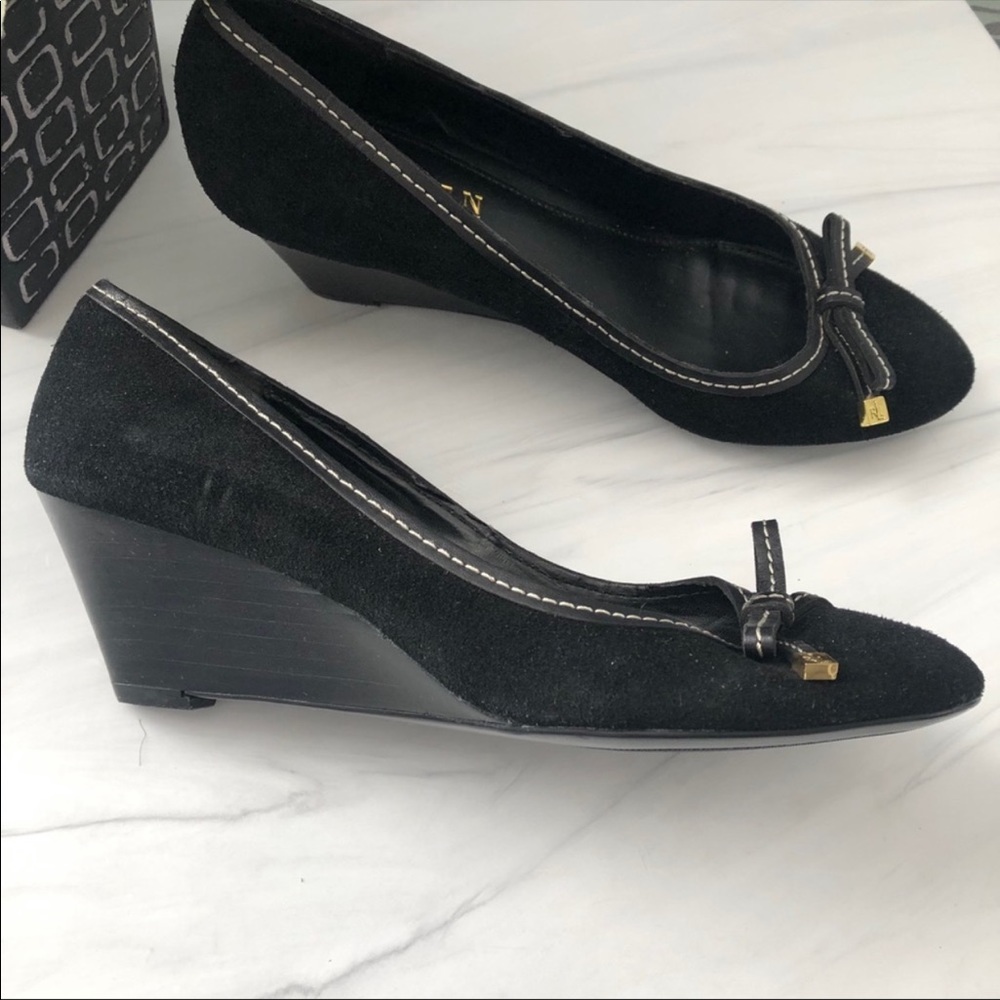 Lauren Ralph Lauren Black Wedge Pumps 😍🥰 Sz 10 - Picture 5 of 8